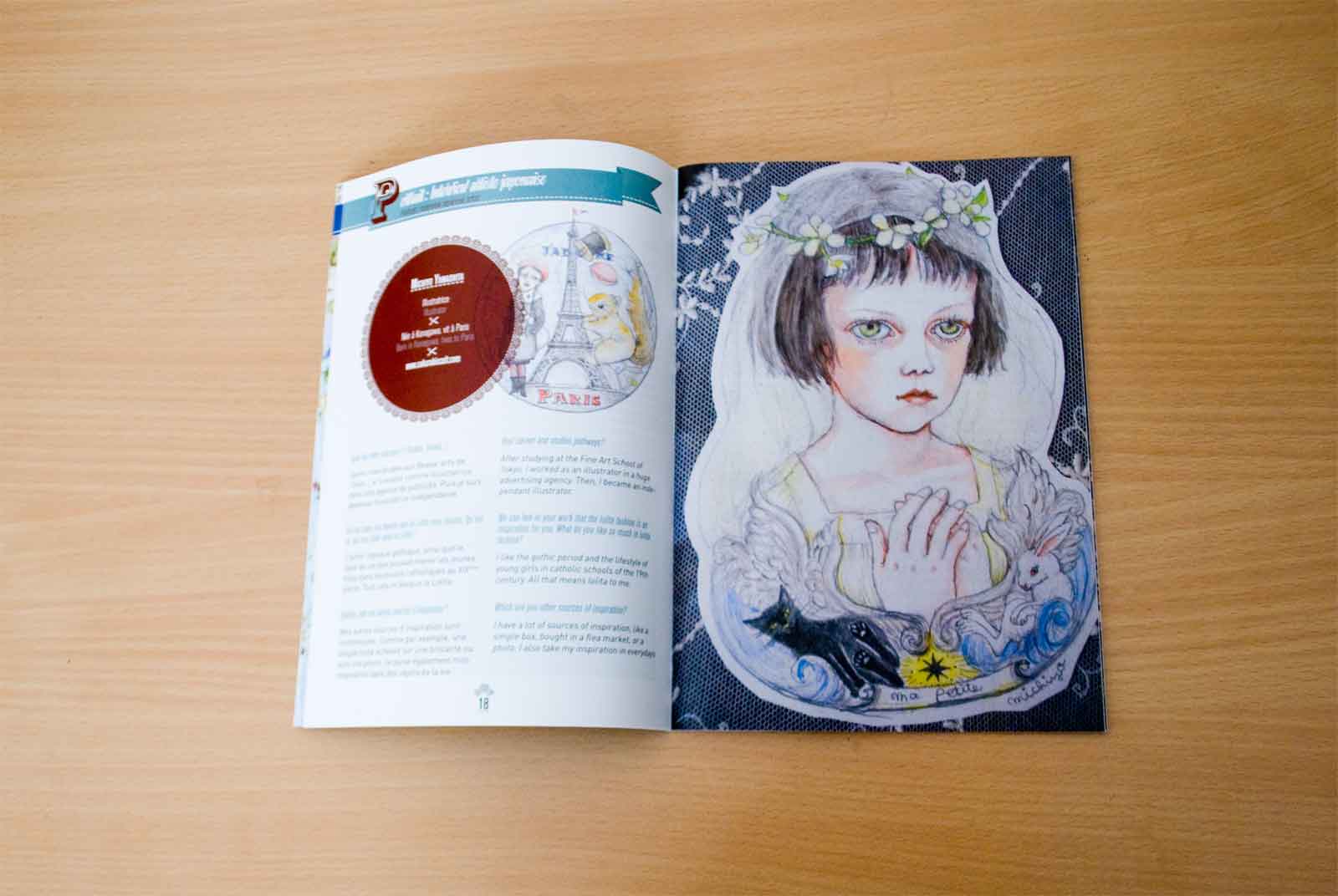 Slide 4/6 of my work on the lolita fashion publication "L'Empire des Dentelles #5" magazine layout.