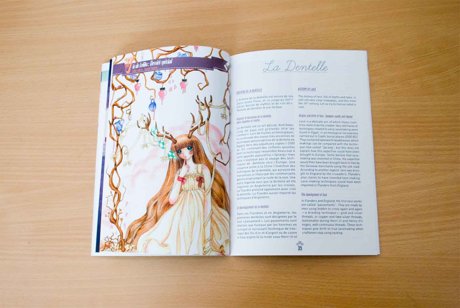 Slide 5/6 of my work on the lolita fashion publication "L'Empire des Dentelles #5" magazine layout.