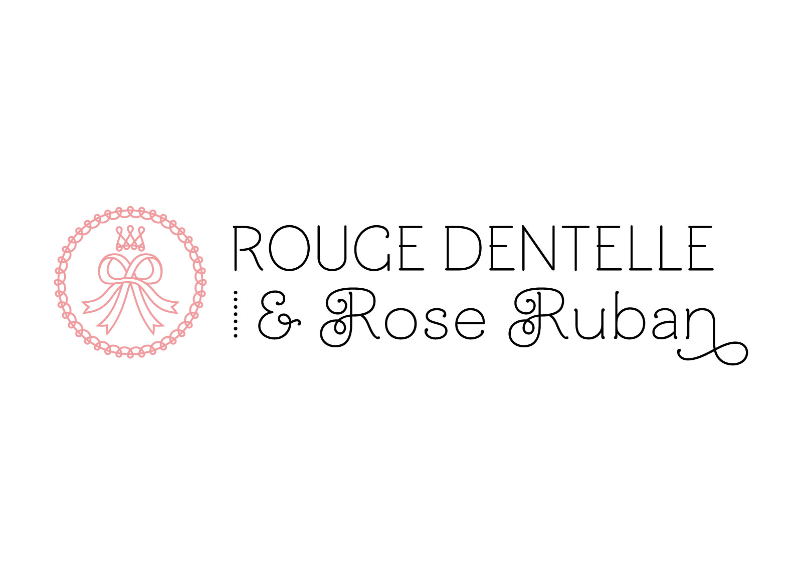 Logo of french lolita association “Rouge Dentelle & Rose Ruban” (horizontal version).