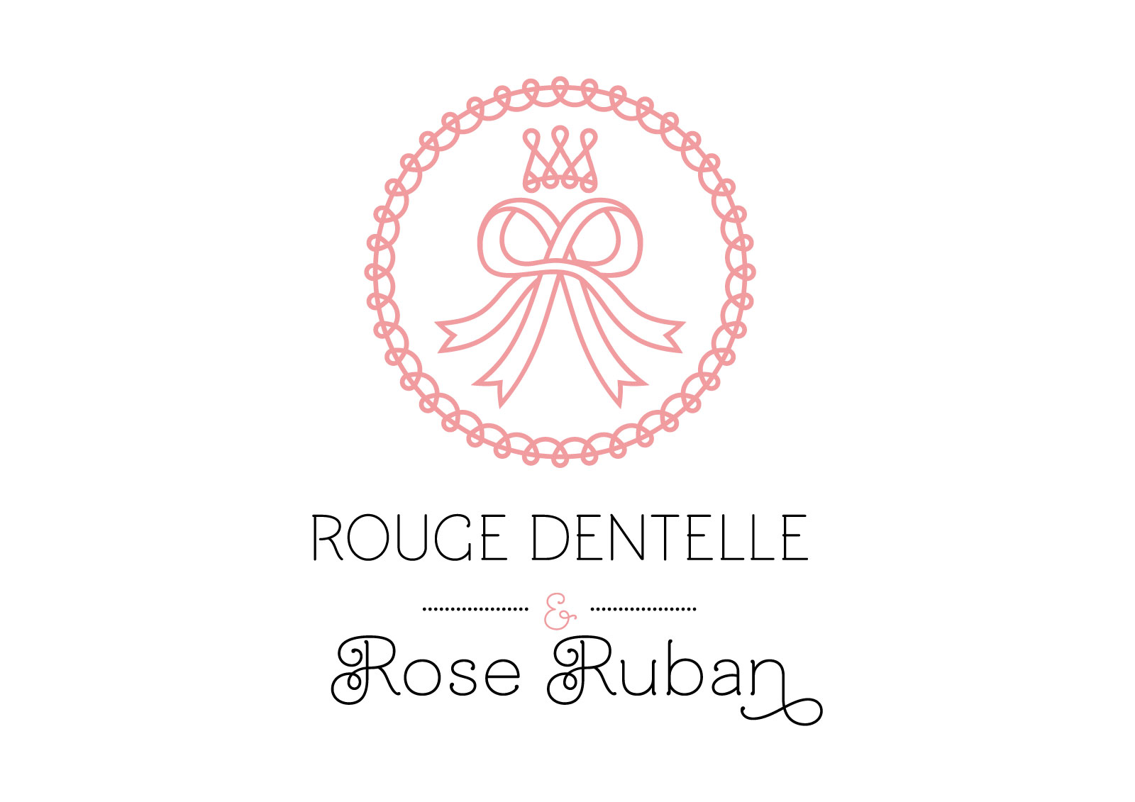 Logo of french lolita association “Rouge Dentelle & Rose Ruban” (vertical version).