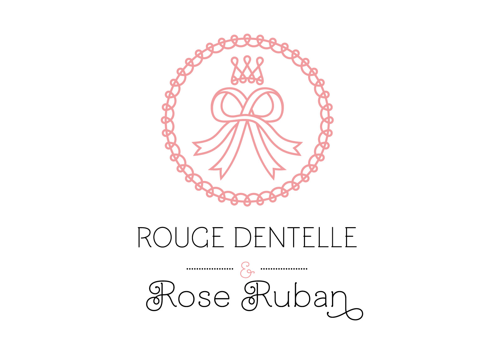 Logo of french lolita association “Rouge Dentelle & Rose Ruban” (vertical version).